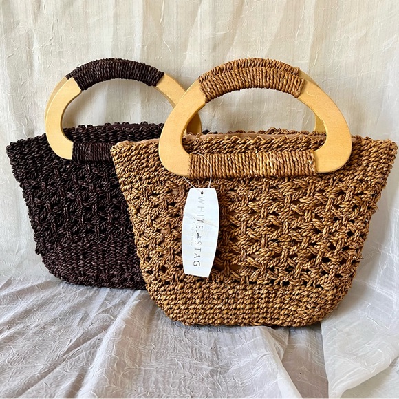 White Stag Handbags - White Stag Paper Straw Handbag Bundle of 2, Brown & Toast, NWT, Boho Beach Bags